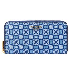 New Kate Spade Spade Flower Monogram Zip Around Continental Wallet Outerspace